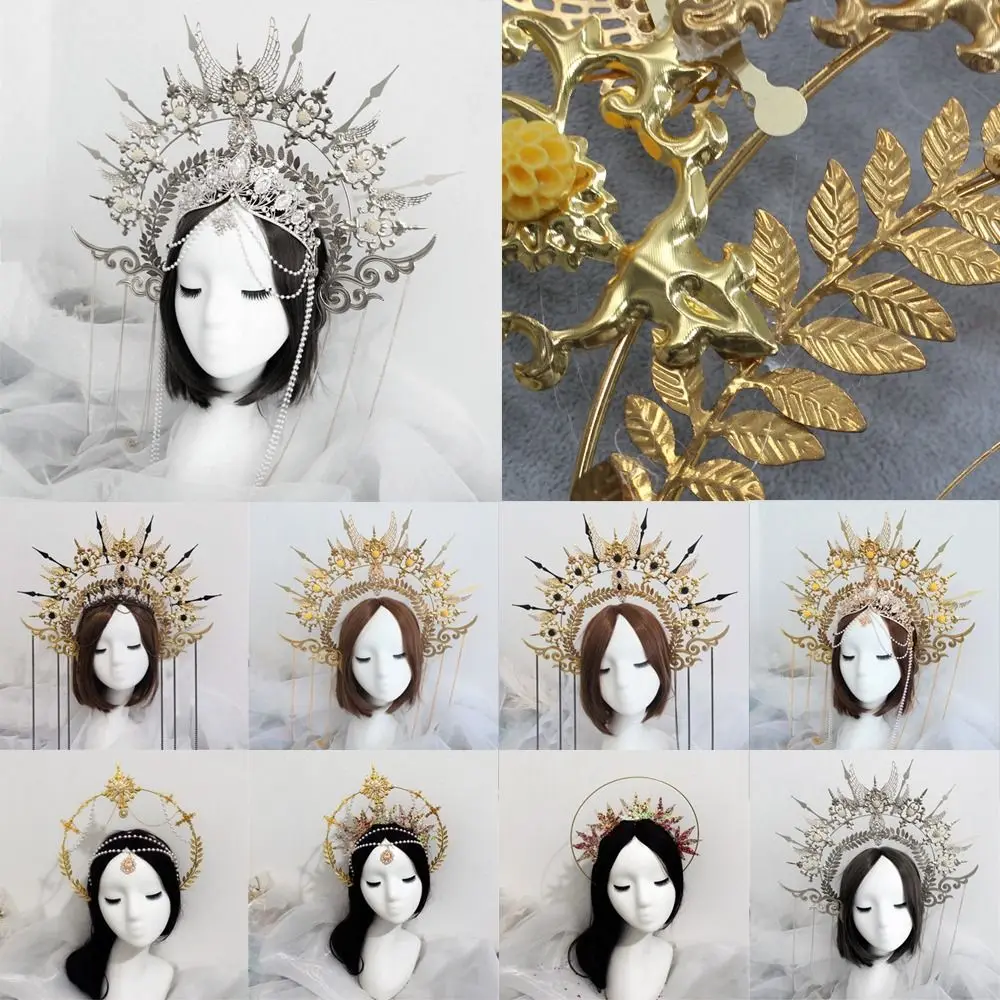

Gold Silver Handmade Vintage DIY Crown Material Kits Sun Goddess Headwear Wedding Headpiece Gothic Lolita Tiara