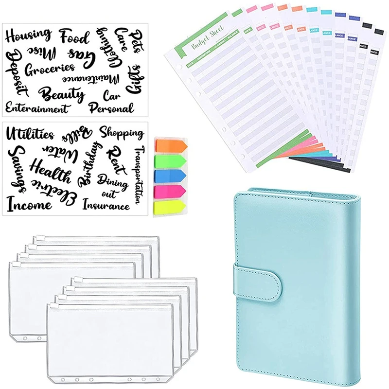 

Cash Binder With Budget Envelopes & Expense Budget Sheets Binder Pockets, Cash Budget Binder Zipper Bags