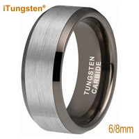 itungsten 6mm 8mm gunmetal tungsten carbide ring for men women fashion jewelry engagement wedding band beveled edges comfort fit