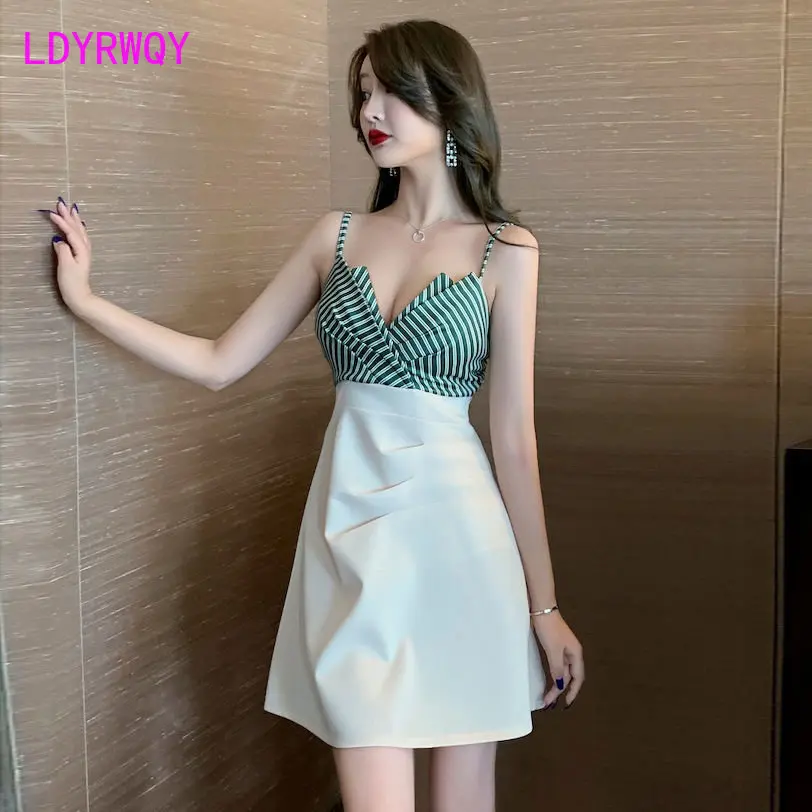 

Strap Dress 2022 New Fashion Nightclub Sexy Low cut V-neck Splice Slim