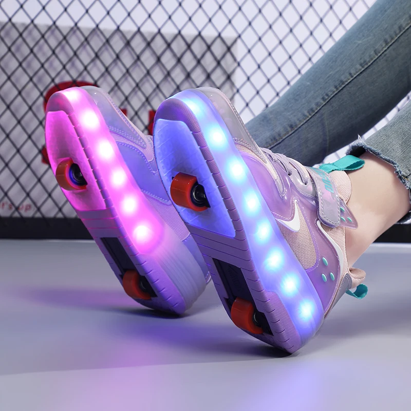 Kids Roller Skate Shoes fashion Flashing 2-Wheels boy's and gril's Inline Skateboard Outdoor sports Wheels