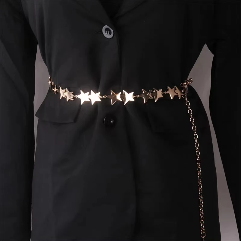 Women's Waist Chain Alloy Five-pointed Star Chain Belt Fashion Trend Decoration with Shorts Skirt Designer Waist Chain