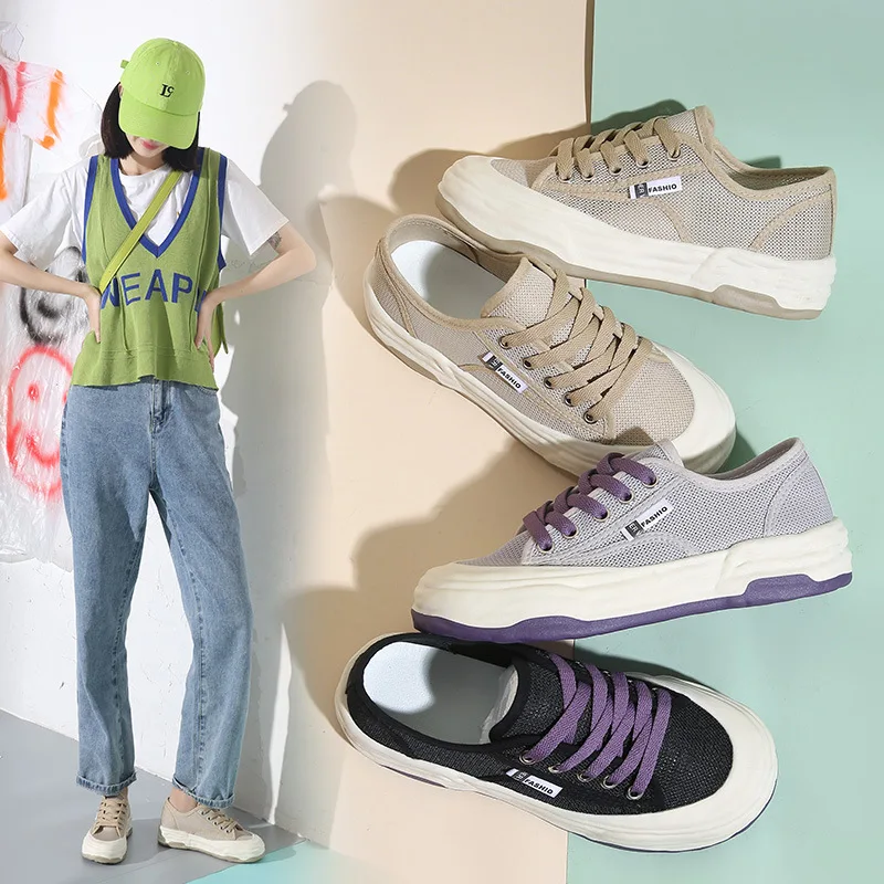 New Sneakers Women Shoes Air Mesh Breathable Casual Shoes Woman Fashion Sneakers Platform Loafers Ladies Student Skateboard