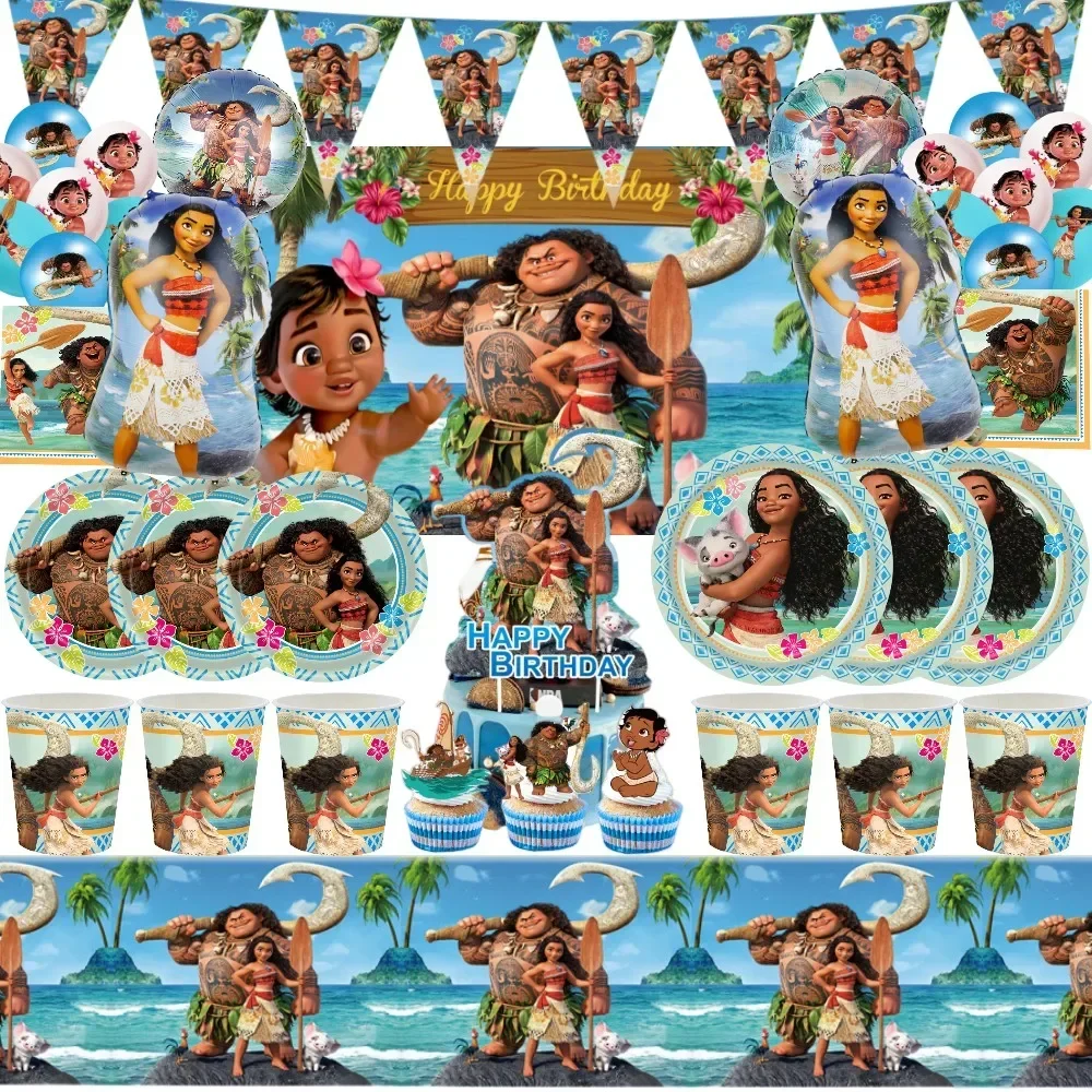 Disney Moana украшение для дня рождения Maui воздушные шары одноразовая посуда