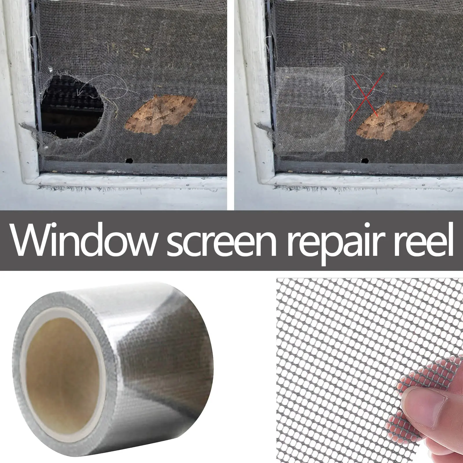 

Anti-Easy Mesh for Window Repair Screen Repair Ribbon Broken Hole Waterproof Patch Self-Adhesive Mesh Tools