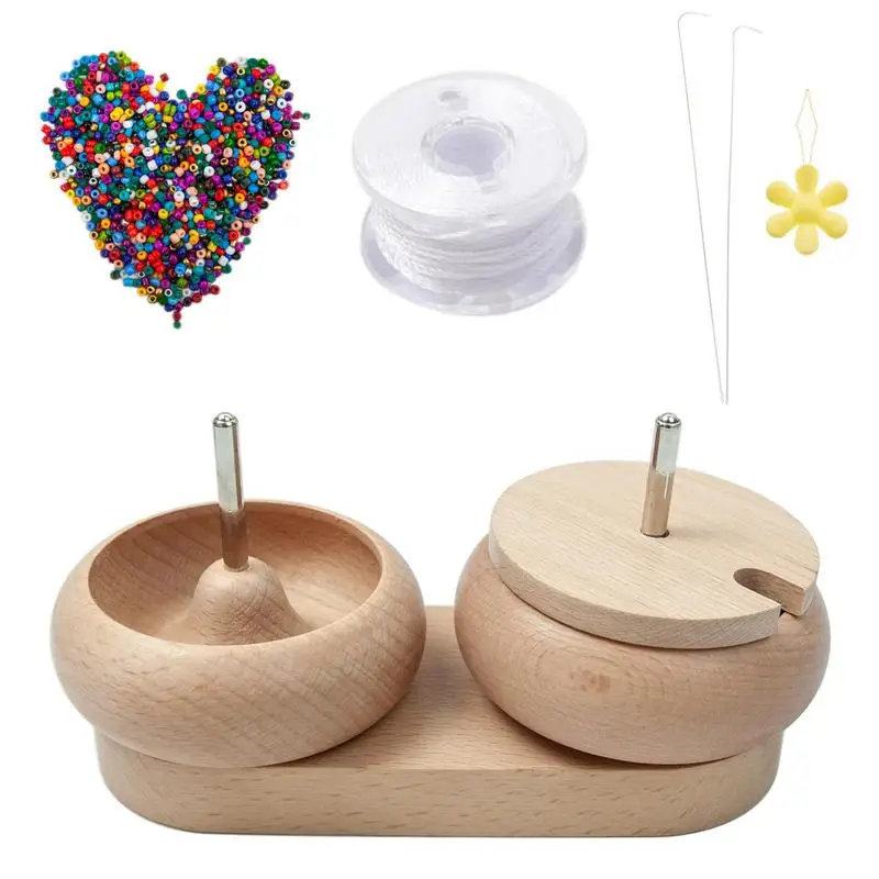 

Bead Bowl Spinner Kit Double Bowl Bead Threading Machine Bead Bowl Loader Kit For DIY Seed Beads Waist Beads Bracelets Necklaces