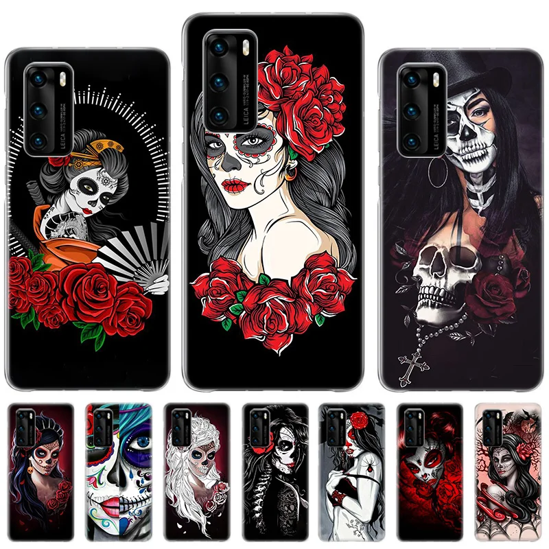 

Beautiful Rose Girl Skull Art Case For Samsung A50 A50S A70 A70S Cover For Galaxy A10 A10S A20 A20S A20E A30 A30S A40 A40S Coque