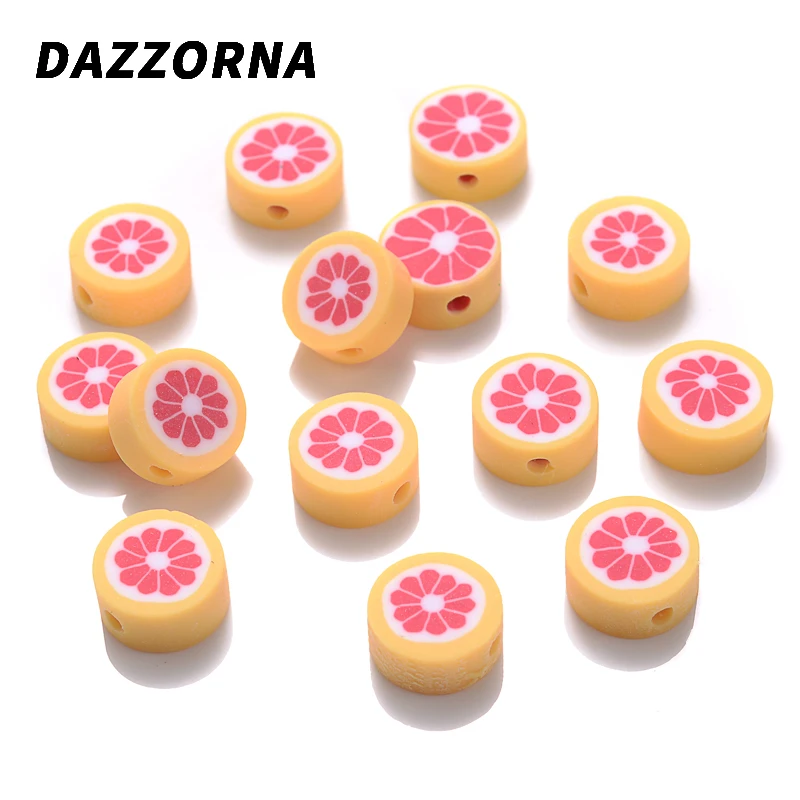 

50Pcs/Pack 10mm Polymer Clay Beads Round West Pomelo Spacer Loose Beads For Jewelry Making Bracelet Necklace Crafts Accessories