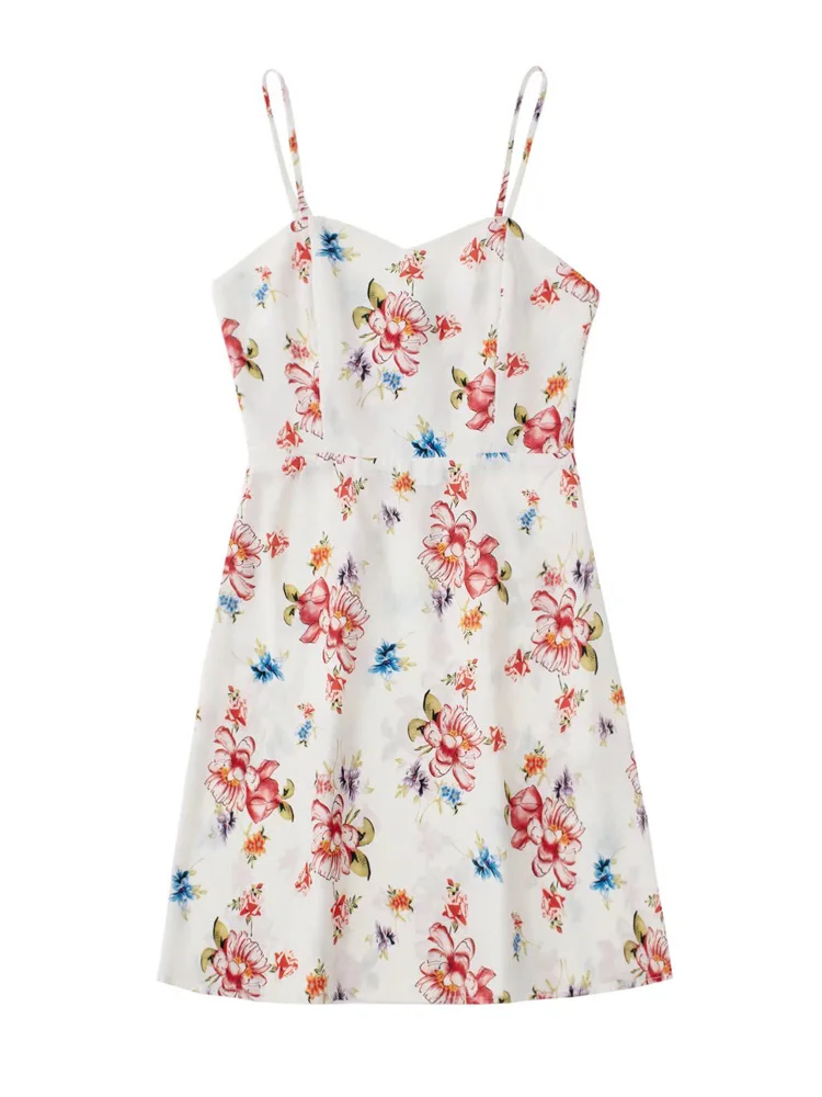 

Женское винтажное мини-платье на бретельках, элегантное платье с цветочным принтом без рукавов, одежда для отпуска, лето 2022