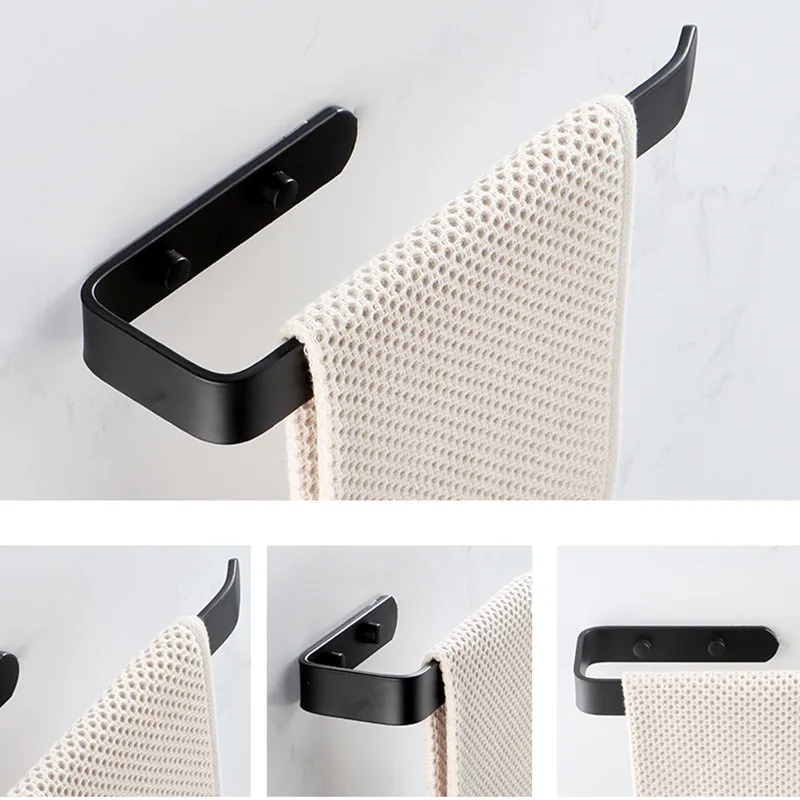 Настенная вешалка для полотенец алюминиевая черная матовый черный держатель