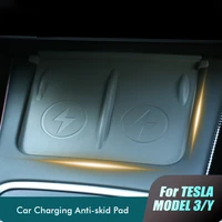 for tesla model 3 model y 2021 2022 silicone anti skid pad tpe type car phone wireless charging pad car accessories