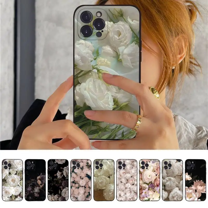

Peonies beautiful flower Phone Case For iPhone 14 11 12 13 Mini Pro Max 8 7 6 6S Plus X SE 2020 XR XS Funda Case