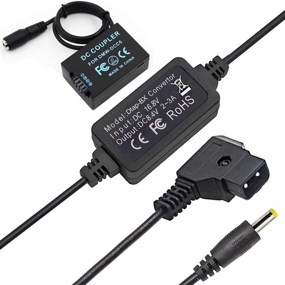 

D-Tap Connector to DMW-DCC6 DC Coupler DMW-BMB9 Dummy Battery Kit for Panasonic DMC-FZ40 FZ47 FZ100 FZ150 FZ70 DC-FZ80 FZ80-K