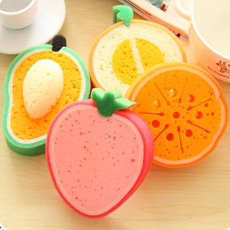 

4pcs/set Creative Sponge Kitchen Accessories Fruit Shape Washing Dishes Sponge Cleaning Dish Remove Stains