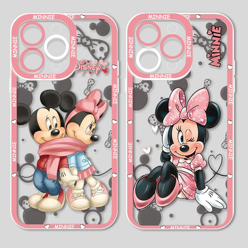 

Love Minnie Mickey For Apple iPhone 14 13 12 11 X XR XS MAX 8 7 6 Pro Plus Angel Eyes Transparent Soft Phone Case Coque Capa