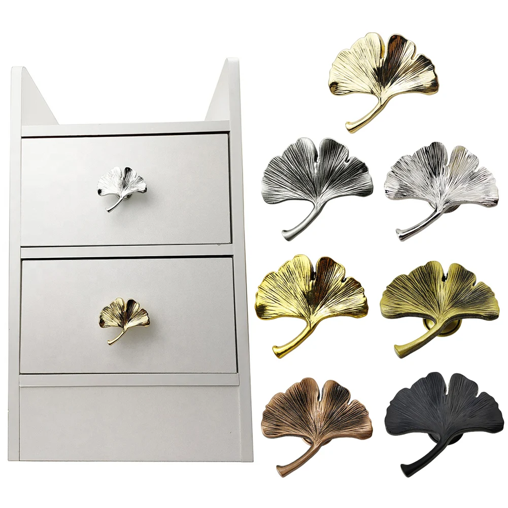 

Furniture Handle Gold Silver Handles For Cabinets And Drawers Zinc Alloy Drawer Pulls Retro Ginkgo Leaf Wardrobe Pulls