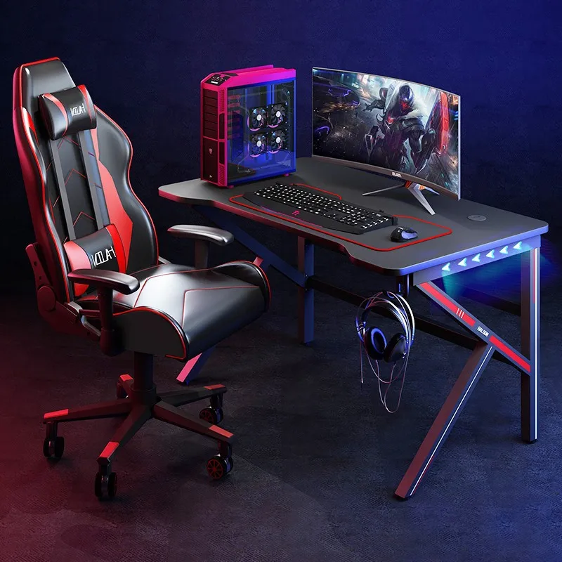 

2023 Computer desk home desktop gamer desk chair set e-sports table anchor live white computer desk Internet cafe gaming desk