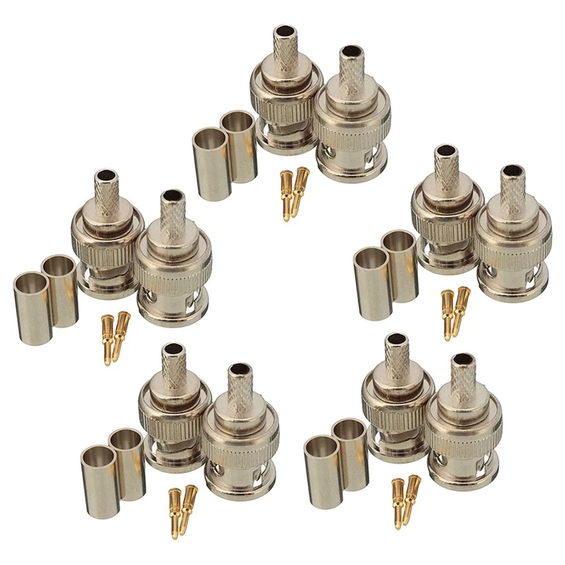 

60 Sets 3-Piece BNC Male RG58 Plug Crimp Connectors