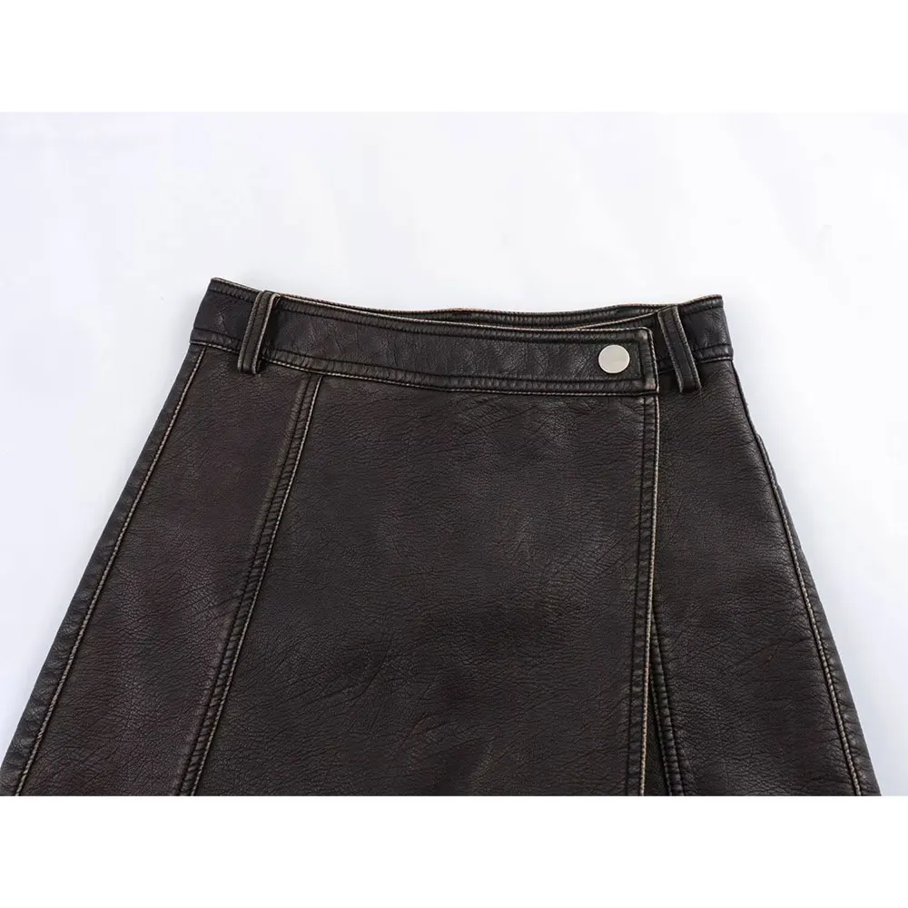 Юбка-мини DUOPERI Женская трапециевидная из экокожи модные шикарные повседневные