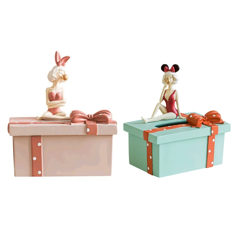 

Creative Girl Tissue Box Living Room Light Luxury High-End Simple Modern Coffee Table Ornaments Style Tissue Box