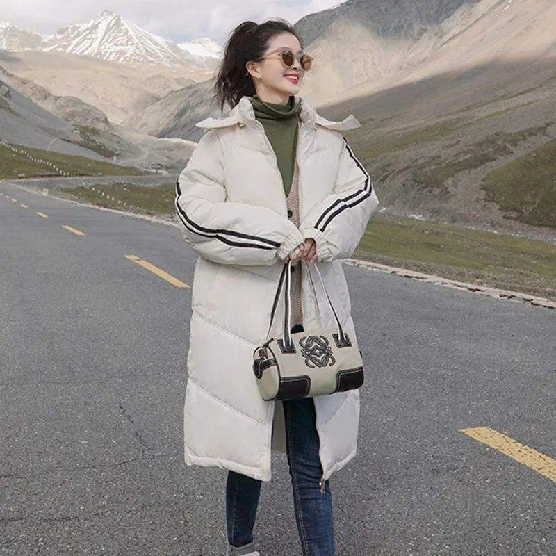 

2022 winter new down padded jacket women's mid-length Korean style jacket loose thickened casual over-the-knee padded jacket