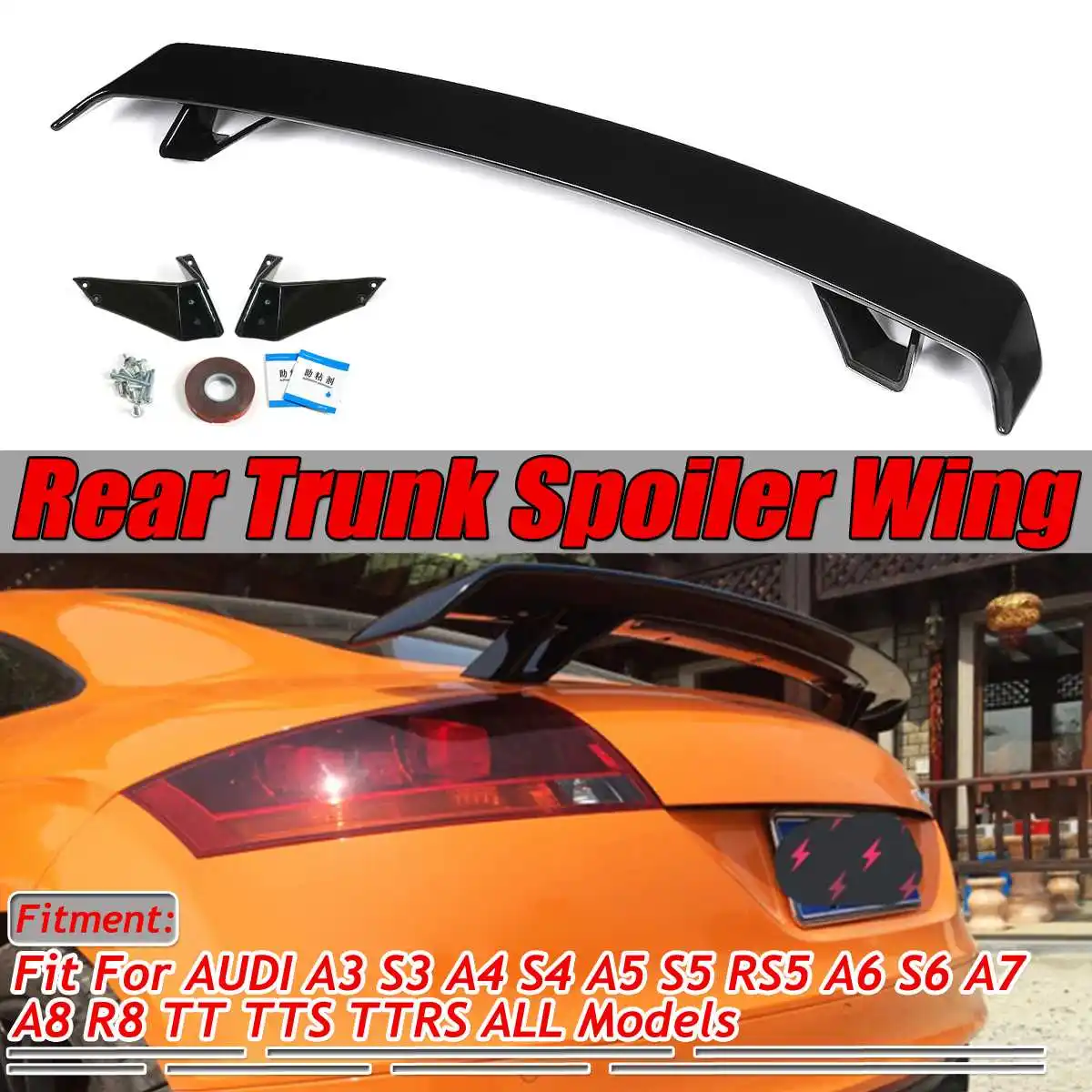 

Carbon Fiber Look/Black Car Rear Trunk Boot Lip Spoiler Wing Lid Extension For Audi A3 S3 A4 S4 A5 S5 RS5 A6 S6 A7 A8 R8 TT TTS