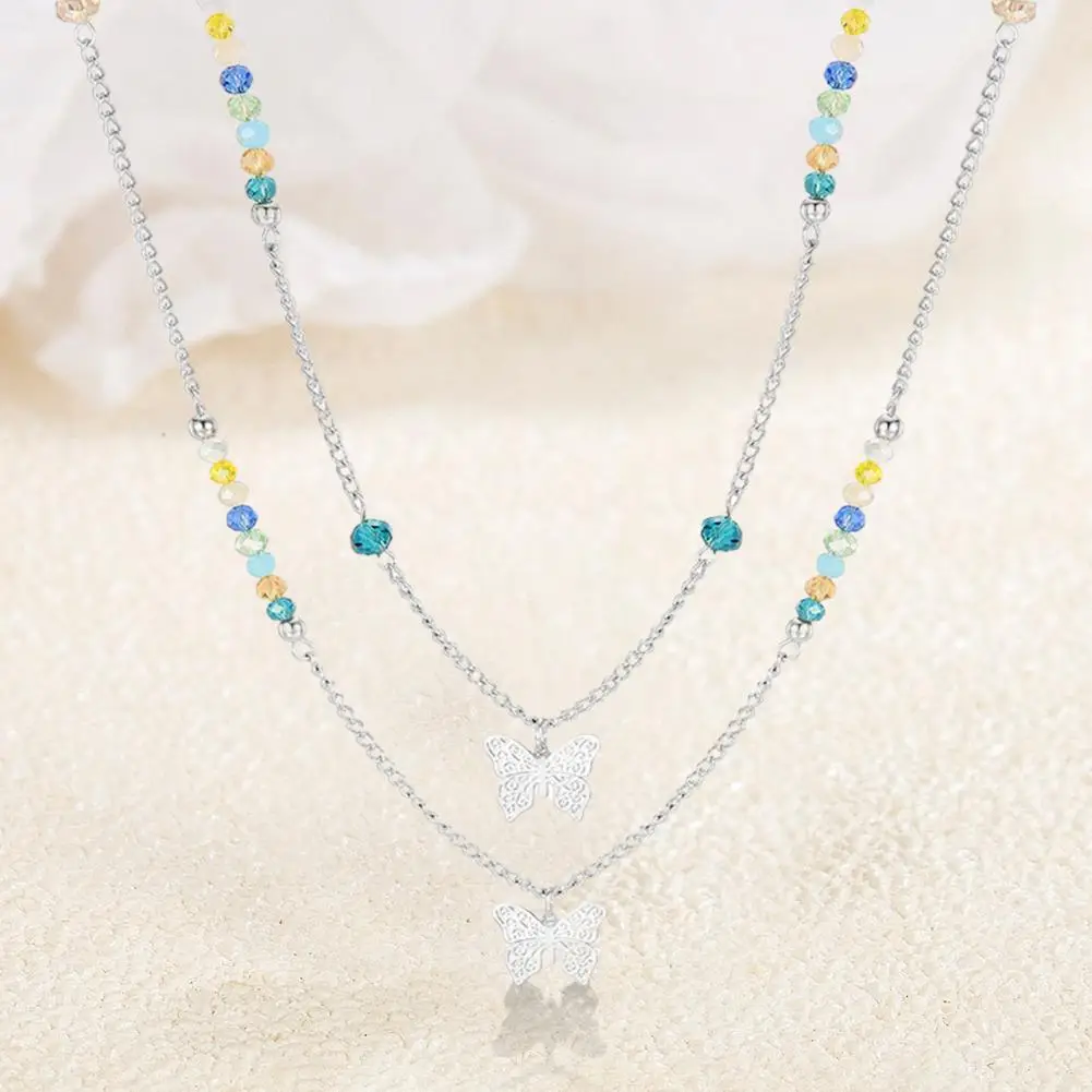 

Chic Women Necklace Beads Stainless Ladies Butterfly Pendant Necklace Party Jewelry Lady Necklace Women Necklace