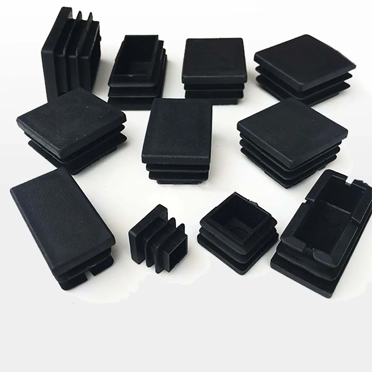 

10/20/30Pcs PE Plastic Square Pipe Plugs 19x19 20x20 22x22 25x25 28x28mm Black Hole End Caps Inserts Seal Plugs Chair Foot Pads