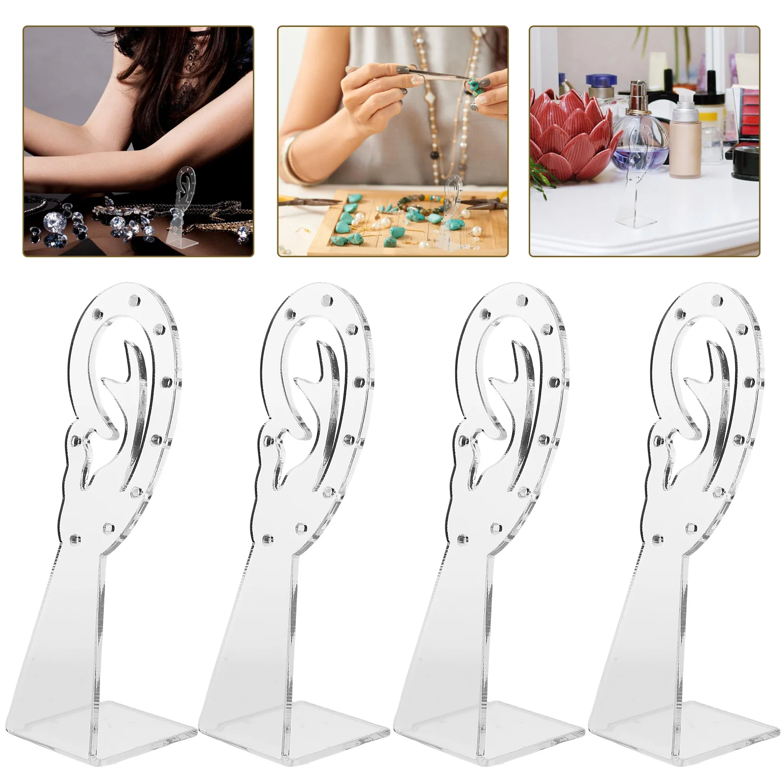 

4 Pcs Jewelry Organizer Stand Small Earring Holder Acrylic Storage Rack Display