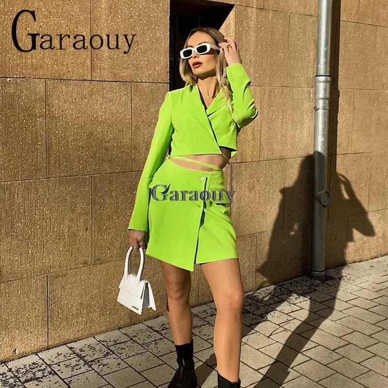 

Женский короткий Блейзер с длинным рукавом Garaouy, пикантный офисный пиджак с эластичной резинкой на талии для весны, 2022