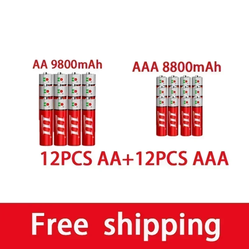 AAA + AA перезаряжаемый 1 5 В 9800 мАч - 8800 щелочная батарея фонарик игрушечные часы