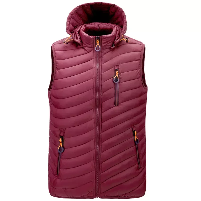 Vest Simple Solid Color Warm Zipper Mens Jackets and Coats Winter Fashion Comfortable Men Vests New Removable Hat Men's