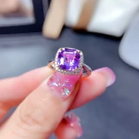 meibapj natural amethyst gemstone fashion ring for women real 925 sterling silver fine charm jewelry
