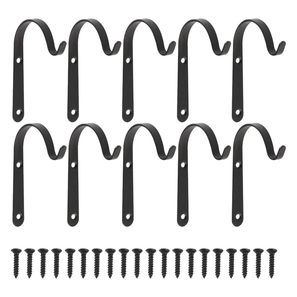 

10 Sets Hanging Basket Holders Gardening Planter Hooks Iron Wrought Flower Pot Hooks