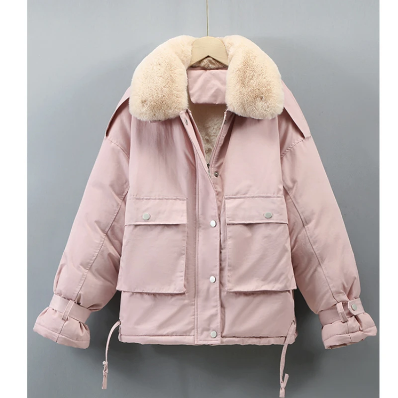 2023 women's casual winter fur white duck down coat casual loose ladies parker short jacket ladies warm loose snow jacket women