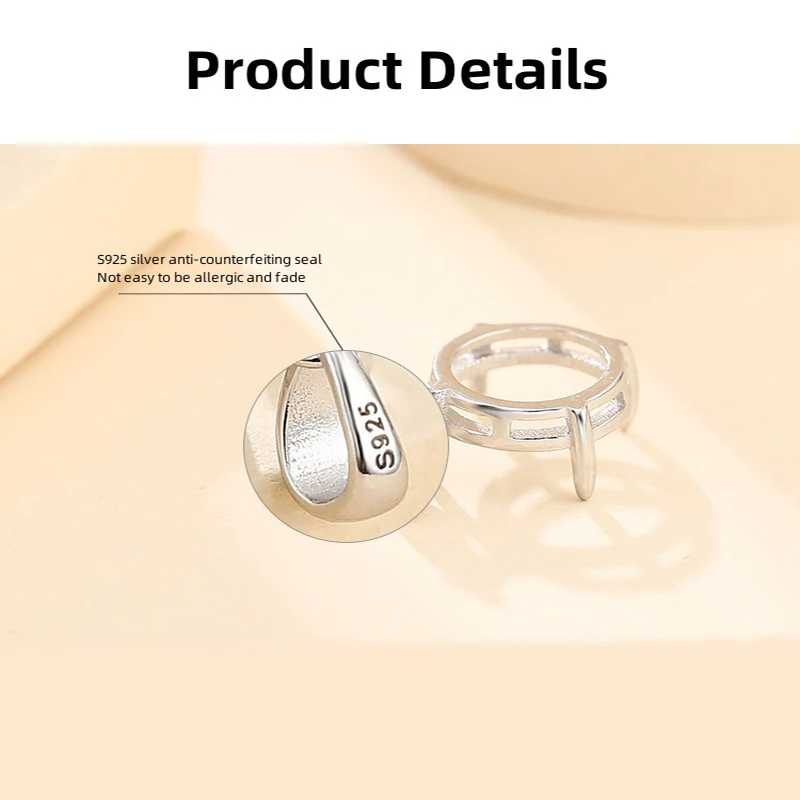 7mm-22mm S925 Sterling Silver Necklace Pendant Paw Base Blank Tray for Cabochon Cameo DIY Empty Tower Jewelry Making Accessories