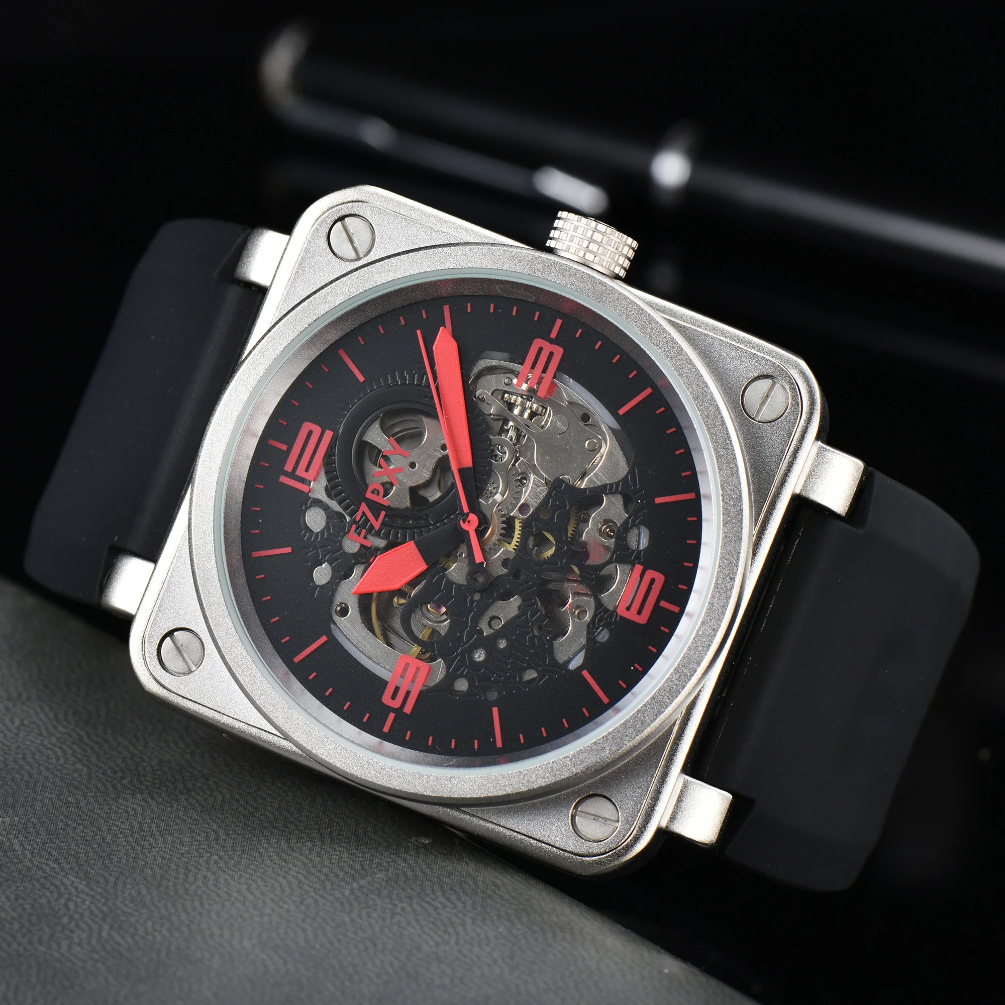 

BR16 New Original BR Model Sports Luxury Multifunction Mechanical Watch Business Silicone Strap Mens Ross Square Watch AAA