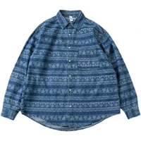 spring and summer are ethnic style youth retro mens loose shirt cowboy long sleeve casual shirt top mens fashion coat