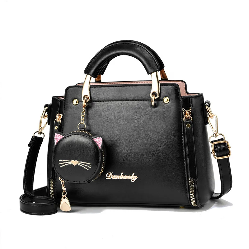 

Summer Women Bag Side New Pu Leather Cute Cat Totes Design Ladies Shoulder Purse & Handbag Sweet White Shoulder Crossbody bag