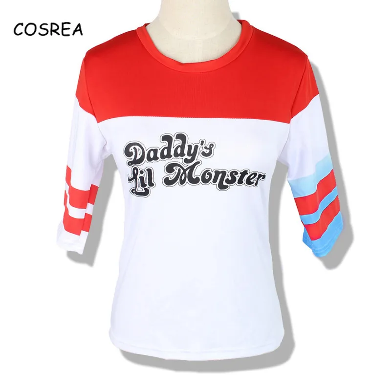 

High Quality Cosplay Costumes Suicide T-Shirt Shorts Joker Daddy's Lil Monster Clown Printing Cosplay Halloween Carnival Summer
