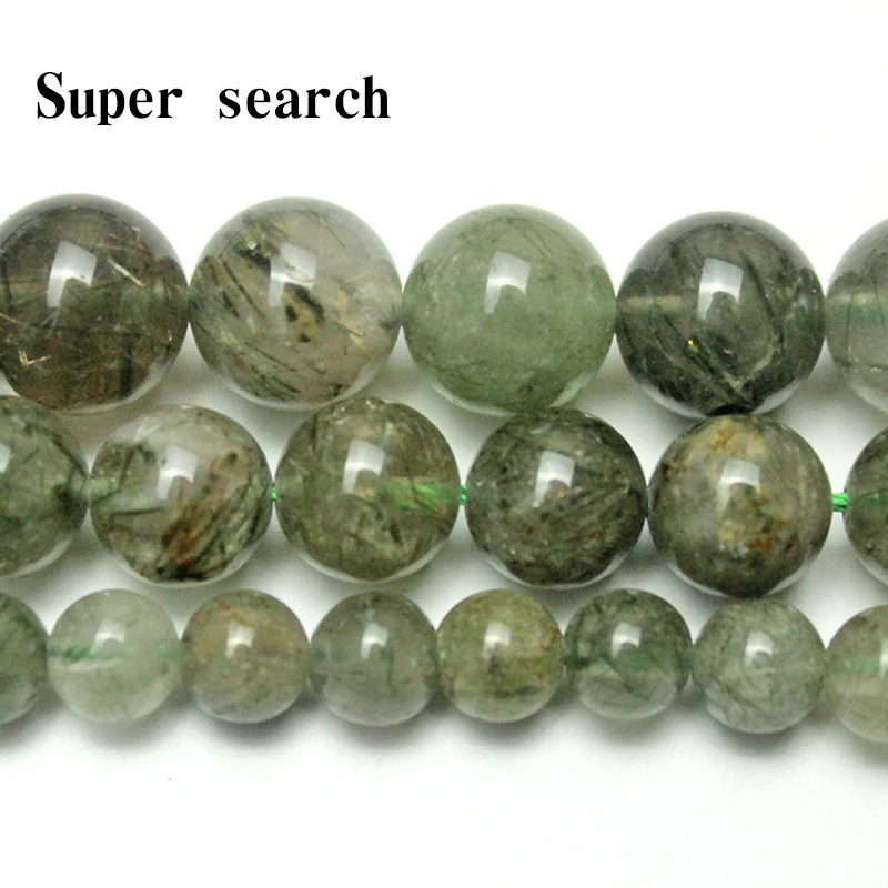 

Round Green Titanium Crystal Stone Beads Natural Loose Spacer Beads For Jewelry Making DIY Bracelet Necklace 15inches 6/8/10mm