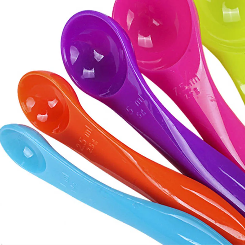 

5Pcs Measuring Spoons Super Useful Colorful Kitchen Gadgets Plastic Baking Tools Sugar Cake Baking Spoon 1/2.5/5/7.5/15g/ml