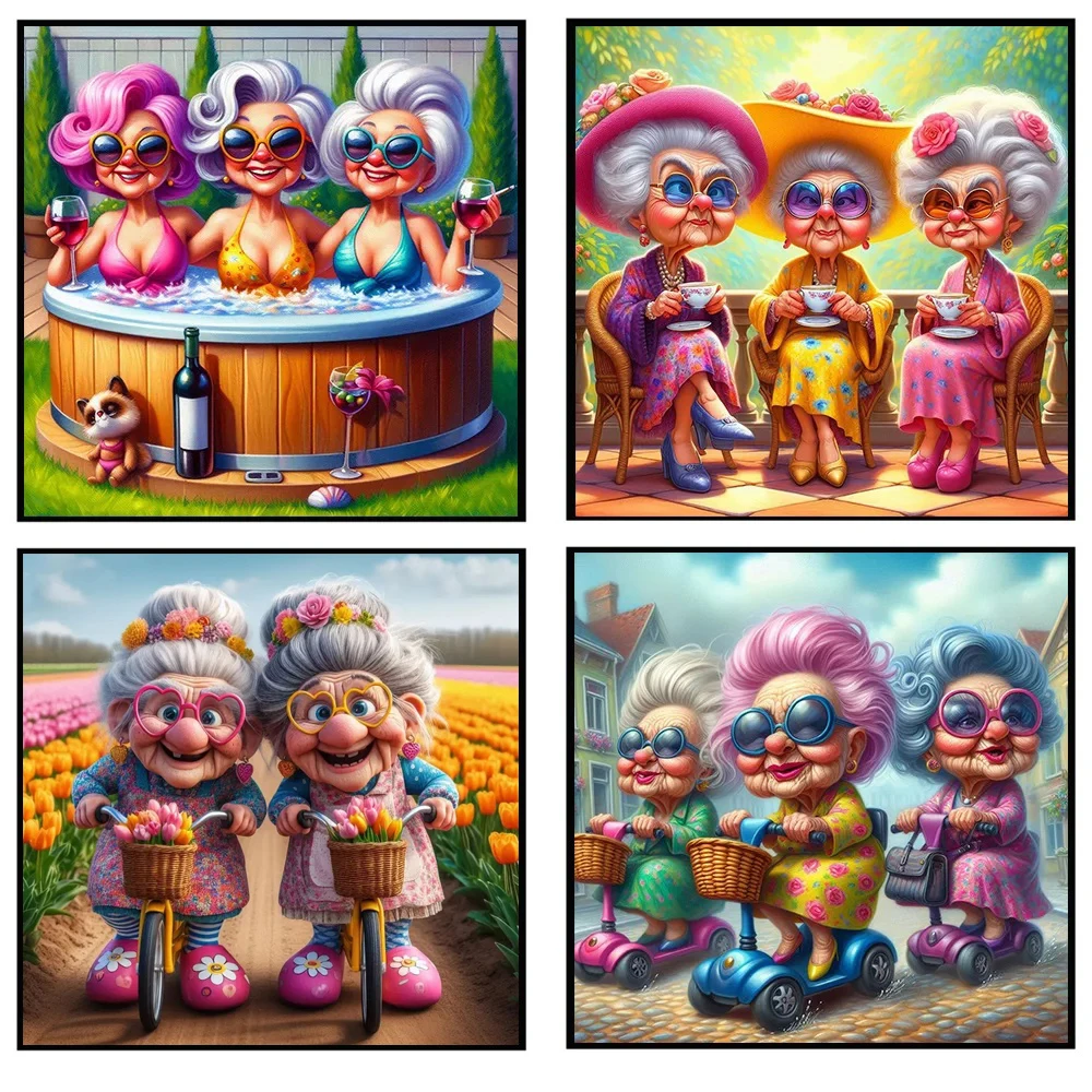 Алмазная живопись бабушка двойная сестра фото Вышивка крестом старинная леди