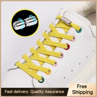 no tie shoe laces round metal lock elastic shoelaces for sneakers quick put on and take off safety lazy shoes lace accessories