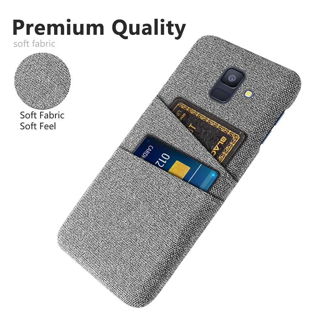 Бизнес-чехол для Samsung Galaxy A6 2018 ткань с двумя картами роскошный SIM SM A600 A600F Plus A605 A605F