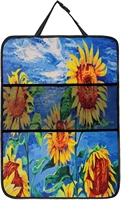 oil painting with sunflowers interior accessories anti kick pads for car seatsanti scratchanti dirtysuitable for most cars