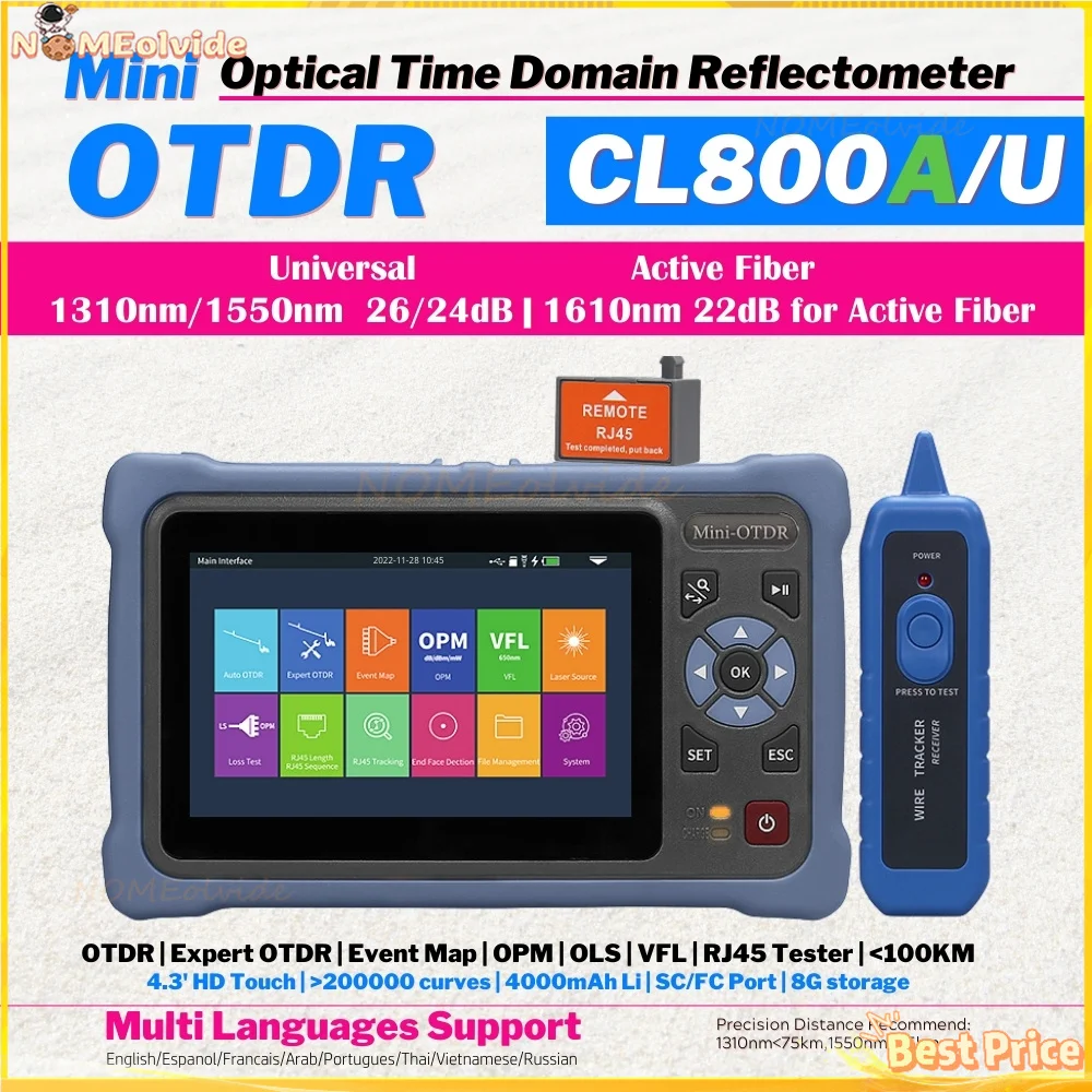 12 в 1 Мини OTDR 1310/Нм 26/24 дБ 1610 нм волоконно-оптический рефлектометр с сенсорным экраном VFL OLS OPM Тестер кабеля Ethernet с картой событий