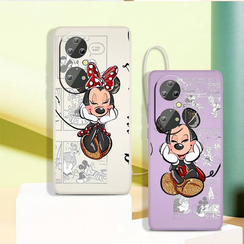 

Mickey Love Minnie Disney Phone Case For Huawei P50 P40 P30 P20 Pro Lite E Y9S Y9A Y9 Y6 Y70 Nova 5T 9 5G Liquid Rope Cover
