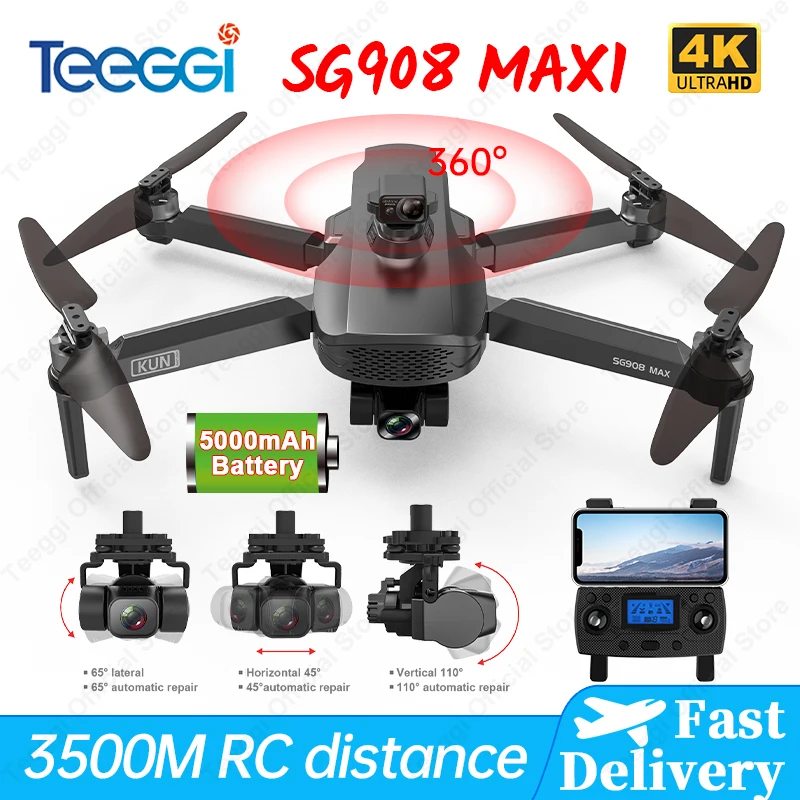 Teeggi SG908 Макс Дрон 4K Профессиональный с HD камерой 3-осевой шарнирный стабилизатор