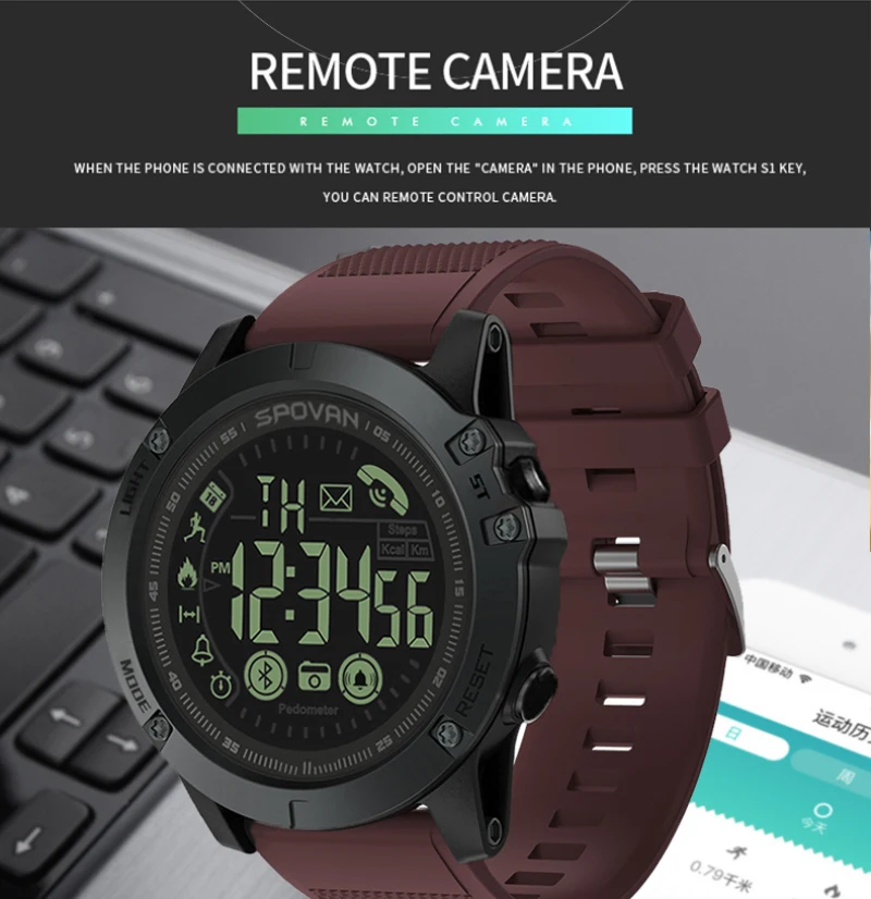 

Sport Smart Watch Men Professional 5ATM Waterproof Bluetooth Call Reminder Digital Alarm Clock For IOS Android Phone